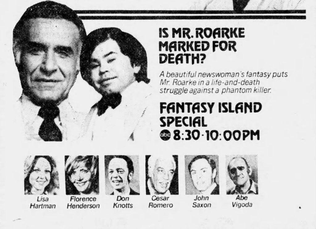 Fantasy Island Season 2 Episode Guide featuring a newspaper promotion for Fantasy Island Season 2 Episode 18 on Pop the Channel.