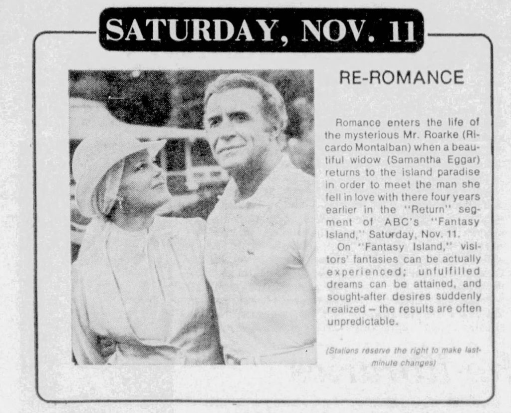 Fantasy Island Season 2 Episode Guide featuring a newspaper promotion for Fantasy Island Season 2 Episode 8.