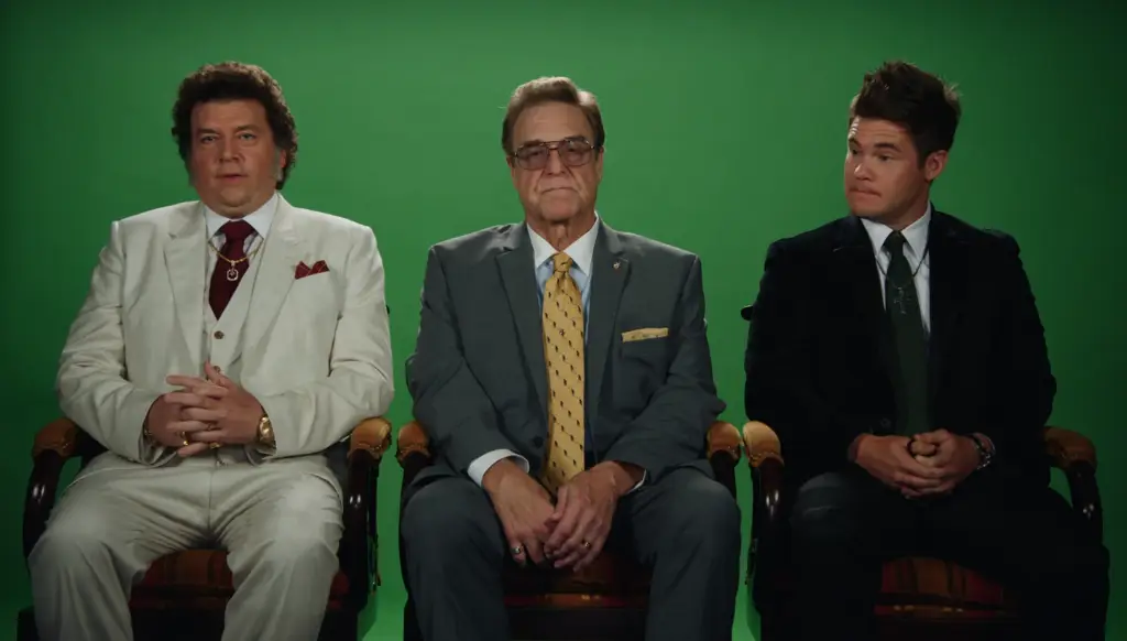The Righteous Gemstones S1E1 Review: In the Name of Jesus, This Is Fun 4 The Righteous Gemstones S1E1 Review: "The Righteous Gemstones" featuring Jesse, Eli and Kelvin in front of a green screen on Pop the Channel.
