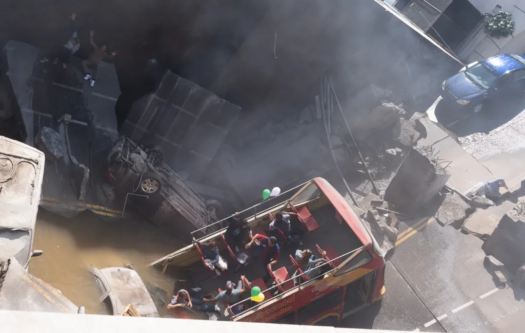 9-1-1 Season 10 Episode 1: "That Sinking Feeling" and 9-1-1 Season 10 Episode 2: "Fire in the Hole" Review featuring the tour bus in the sinkhole on Pop the Channel