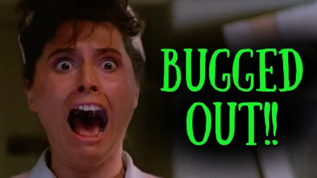 Blue Monkey Review: No Monkey, One Giant Bug and a Hospital Full of Idiots Featured image for Blue Monkey 1987 Movie Review featuring a screaming nurse and the words "Bugged Out!!" overlayed on Pop the Channel.