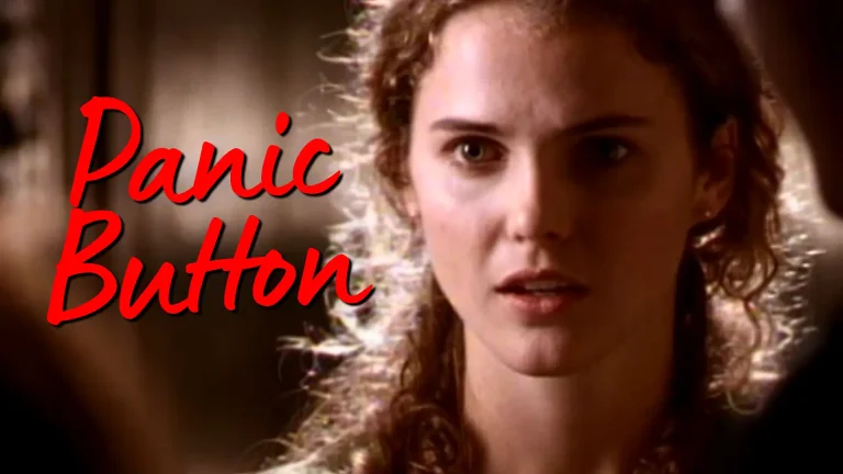 Featured image for Felicity Season 1 Episode 1: "Pilot" Review featuring Keri Russell as Felicity overlayed with the words: "Panic Button" on Pop the Channel
