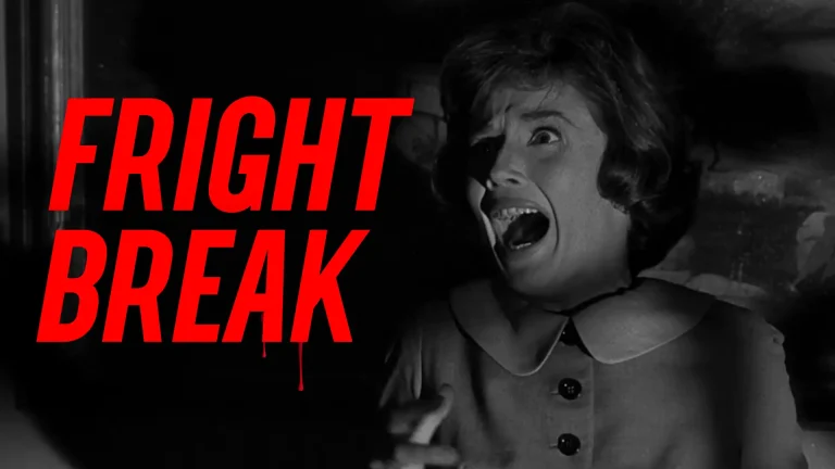 Homicidal 1961 Movie Review featured image featuring Miriam Webster screaming and the overlay text: "Fright Break" on Pop the Channel