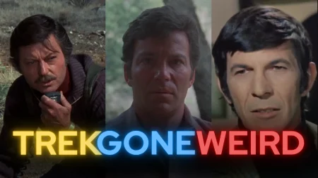 Before Star Trek Came Back: Spock Went Psychic, Bones Fought Giant Rabbits and Kirk Battled 5,000 Tarantulas Featured image for Star Trek Actors in Weird 70s Movies featuring Bones, Kirk and Spock in Night of the Lepus, Kingdom of the Spiders and Baffled with the overlay text: "Trek Gone Weird" on Pop the Channel
