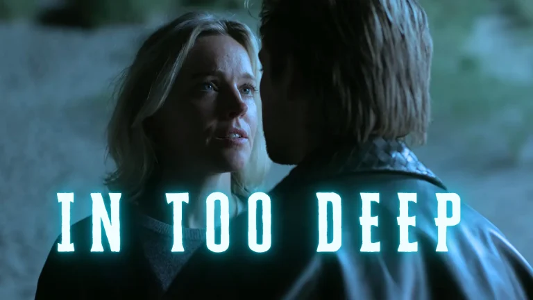 Featured image for The Perfect Lie Season 1 Episode 4 Review: "Michel" featuring Karen and Simon on the beach with the overlay text: "In Too Deep" on Pop the Channel
